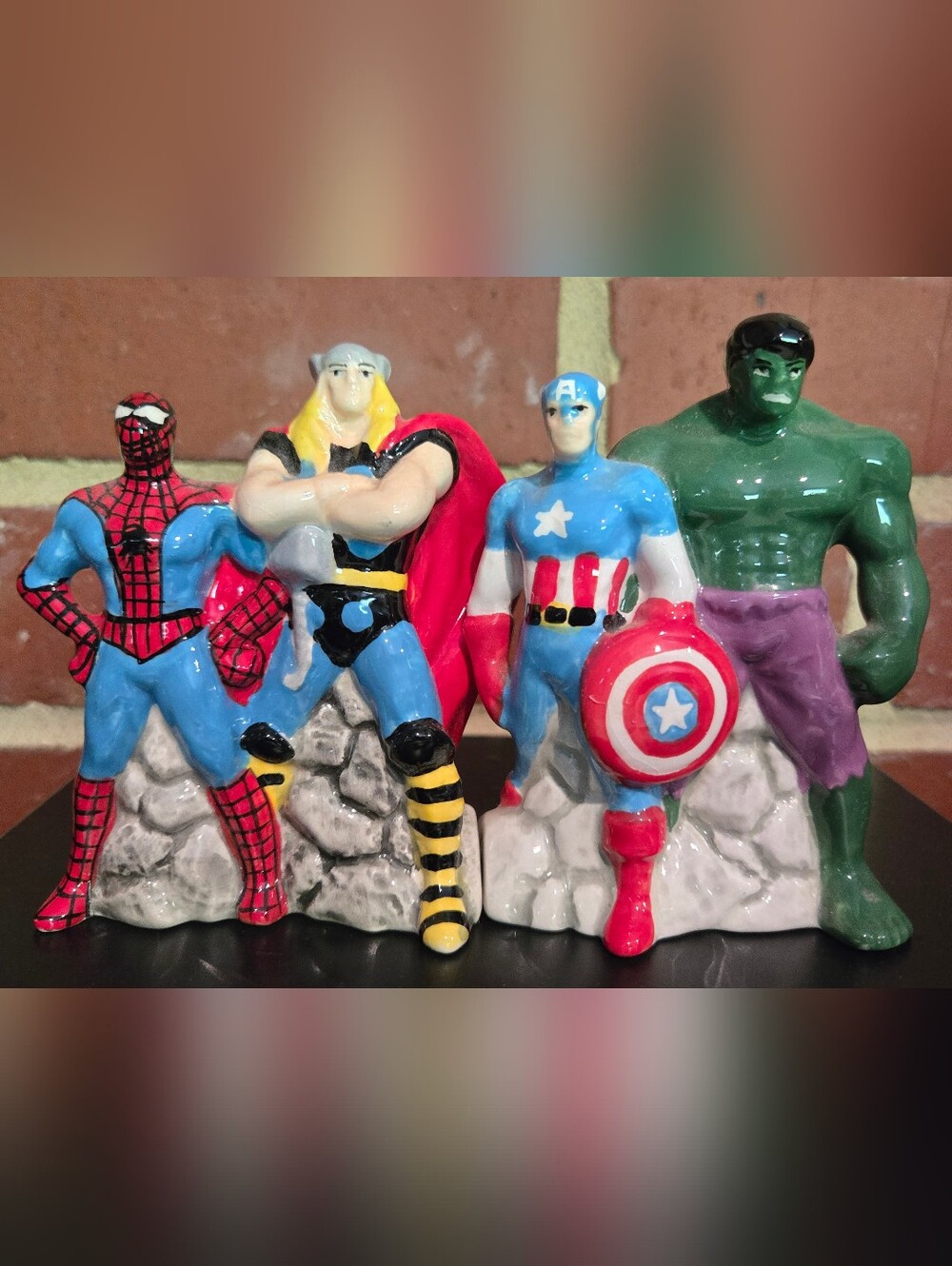 Marvel Superhero Ceramic Salt & Pepper Shakers Spider-Man Thor Hulk Cpt America